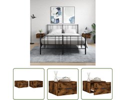 vidaXL Nachtlamp - Wandlamp - Nachtkastjes 2 st wandgemonteerd 35x35x20 cm gerookt eikenkleur - Bergruimte - Houten Kast - Badkamer Accessoires