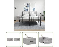 vidaXL Nachtlamp - Wandlamp - Nachtkastjes 2 st wandgemonteerd 35x35x20 cm grijs sonoma eiken - Bergruimte - Badkamer Accessoires - Slaapkamer Meubilair