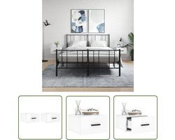 vidaXL Nachtlamp - Wandlamp - Nachtkastjes 2 st wandgemonteerd 35x35x20 cm hoogglans wit - Badkamer Accessoires - Houten Meubels - Minimalistische Woondecoratie