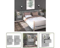vidaXL Nachtlamp - Wandlamp - Nachtkastjes 2 st wandgemonteerd betongrijs - Bergruimte - Slaapkamervloer - Designmeubel