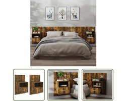 vidaXL Nachtlamp - Wandlamp - Nachtkastjes 2 st wandgemonteerd gerookt eikenkleurig - Bergruimte - Badkamermeubel - Houten Meubilair