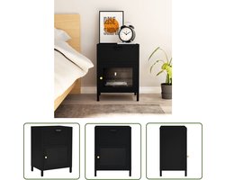 vidaXL Nachtlampje - Nachtkastje - Nachtkastje 40x30x54,5 cm staal en glas zwart - Slaapkamersdecoratie - Slaapkamervloerkleden - Bedbanket