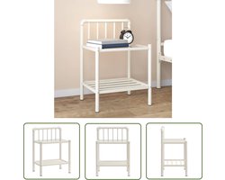 vidaXL Nachttafel - Nachtkastje - Nachtkastje 45x34,5x62,5 cm metaal en glas wit en transparant - Sidetable - Salontafel - Leeslamp Standaard