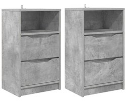 vidaXL - Nachttafels - 2 - pcs - Beton - Grijs - 40 - x - 30 - x - 467 - cm - Bewerkt - hout