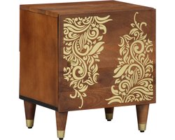 vidaXL - Nachttafeltje - met - Deur - Honing - bruin - 40 - x - 33 - x - 46 - cm