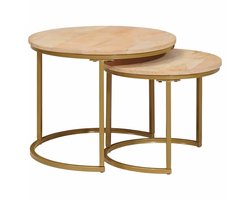 vidaXL - Nesting - Koffietafels - 2 - pcs - Bruin - Massief - mangohout - en - staal