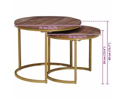 vidaXL - Nesting - Koffietafels - 2 - pcs - Massief - mangohout - en - staal