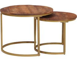 vidaXL - Nesting - Koffietafels - 2 - pcs - Massief - mangohout - en - staal