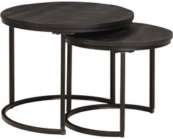 vidaXL - Nesting - Koffietafels - 2 - pcs - Zwart - Massief - mangohout - en - staal