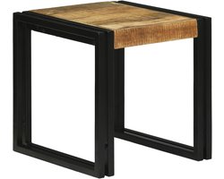 vidaXL - Nesttafel - 3 - pcs - Bruin - en - Zwart - Massief - Mango - Hout - en - Metaal