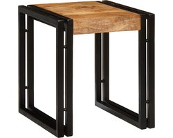 vidaXL - Nesttafel - 3 - pcs - Bruin - en - Zwart - Massief - Mango - Hout - en - Metaal