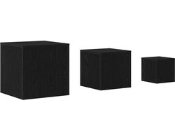 vidaXL - Nesttafel - 3 - pcs - Zwart - Eiken - Bewerkt - hout