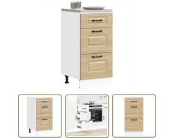 vidaXL Onderkast - Keuken Kast - Keuken onderkast Kalmar bewerkt hout hoogglans wit - Kookeiland - Houten Kast - Hoogglans Wit