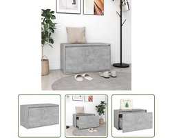 vidaXL Opbergbank - Halbank - Halbank 80x40x45 cm bewerkt hout betongrijs - Beton Grijs - Houten Bank - Banksysteem