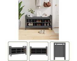 vidaXL Opbergbank - Halbank - Halbankje 110x40x60 cm massief grenenhout grijs - Entreebank - Grenoble Hout - Grijze Bank