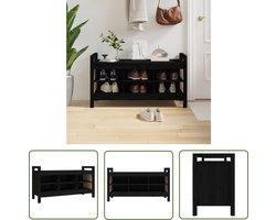 vidaXL Opbergbank - Halbank - Halbankje 110x40x60 cm massief grenenhout zwart - Grenenhouten Bank - Zwarte Bank - Entree Bank