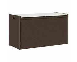 vidaXL - Opbergbank - met - kussen - voor - buiten - 100 - cm - poly - rattan - bruin