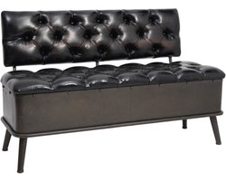 vidaXL - Opbergbank - met - rugleuning - 110 - cm - kunstleer - zwart