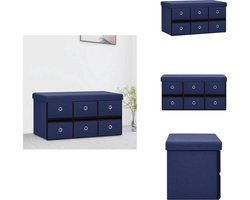 vidaXL Opbergbank - Opbergbanken - Bankje - Halbank - Opbergbank inklapbaar 76x38x38 cm kunstlinnen blauw