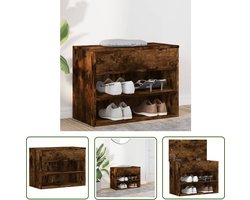 vidaXL Opbergbank - Schoenenbank - Schoenenbank 60x30x45 cm bewerkt hout gerookt eikenkleurig - Schoenuitschuifkast - Houten Bank - Bruine Bank