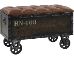 vidaXL - Opbergbankje - 80,5x41x50 - cm - massief - hout - en - kunstleer