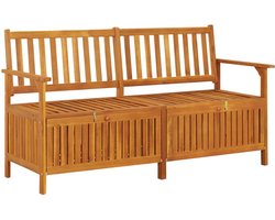 vidaXL - Opbergbankje - met - kussen - 148 - cm - massief - acaciahout