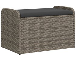 vidaXL - Opbergbankje - met - kussen - 80x51x52 - cm - poly - rattan - grijs
