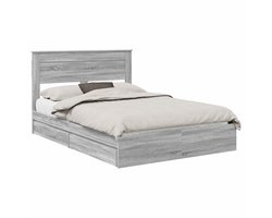vidaXL - Opbergbed - met - hoofdeinde - Grijs - Sonoma - 160 - x - 200 - cm - Bewerkt - hout