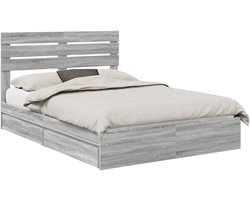 vidaXL - Opbergbed - met - hoofdeinde - Grijs - Sonoma - 160 - x - 200 - cm - Bewerkt - hout