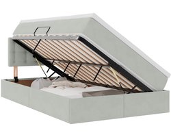 vidaXL - Opbergbed - met - hoofdeinde - Lichtgrijs - 120 - x - 200 - cm - Fluweel