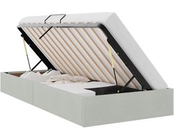 vidaXL - Opbergbed - met - hoofdeinde - Lichtgrijs - 90 - x - 190 - cm - Fluweel