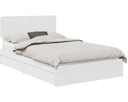 vidaXL - Opbergbed - met - hoofdeinde - met - lade - Wit - 120 - x - 200 - cm - Bewerkt - hout