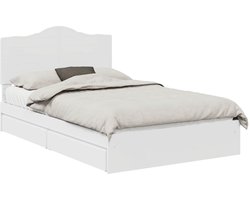 vidaXL - Opbergbed - met - hoofdeinde - met - lade - Wit - 120 - x - 200 - cm - Bewerkt - hout
