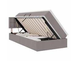 vidaXL - Opbergbed - met - matras - met - hoofdeinde - Taupe - 100 - x - 200 - cm - fluweel
