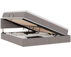 vidaXL - Opbergbed - met - matras - met - hoofdeinde - Taupe - 160 - x - 200 - cm - fluweel