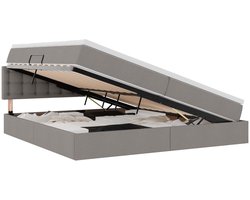 vidaXL - Opbergbed - met - matras - met - hoofdeinde - Taupe - 200 - x - 200 - cm - fluweel