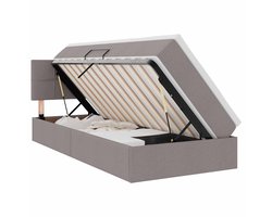 vidaXL - Opbergbed - met - matras - met - hoofdeinde - Taupe - 90 - x - 190 - cm - fluweel