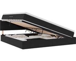 vidaXL - Opbergbed - met - matras - met - hoofdeinde - Zwart - 200 - x - 200 - cm - Fluweel