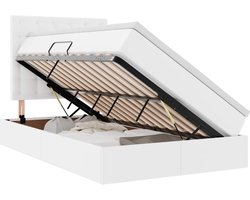 vidaXL - Opbergbed - met - matras - Zuiver - Wit - 120 - x - 200 - cm - Kunstleer