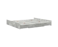 vidaXL - Opbergbedframe - met - lade - Beton - Grijs - 180 - x - 200 - cm - Bewerkt - hout