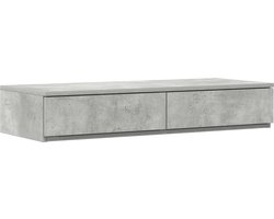 vidaXL - Opbergbedframe - met - lade - Beton - Grijs - 90 - cm - Bewerkt - hout