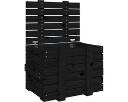 vidaXL - Opbergbox - 58x40,5x42 - cm - massief - grenenhout - zwart