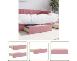 vidaXL Opbergbox - Bedladekast - Bedlades 2 st bewerkt hout en fluweel roze - Lade Onder Bed - Slaapkamersdecoratie - Rozerood