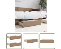 vidaXL Opbergbox - Bedladekast - Bedlades 2 st bewerkt hout en kunstleer cappuccinokleurig - Kast Lade - Box Spring - Slaapkamerspullen