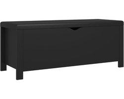 vidaXL - Opbergbox - met - kussen - 105x40x45 - cm - bewerkt - hout - zwart