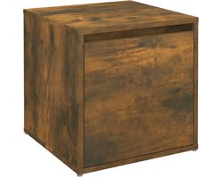 vidaXL - Opbergbox - met - lade - 40,5x40x40 - cm - bewerkt - hout - gerookt - eiken