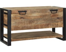 vidaXL - Opbergbox - met - opslag - Bruin - 80 - x - 35 - x - 45 - cm - Massief - mangohout