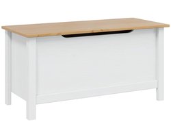 vidaXL - Opbergbox - met - opslag - HILL - Wit - en - honingbruin - 90 - x - 40 - x - 45 - cm