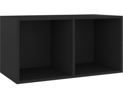 vidaXL - Opbergbox - voor - LP's - 71x34x36 - cm - bewerkt - hout - zwart