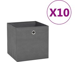 vidaXL - Opbergboxen - 10 - st - 28x28x28 - cm - nonwoven - stof - grijs